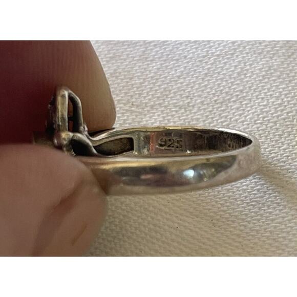 Vintage Amethyst 925 Sterling Silver Art Deco Style Marcasite Ring Size 5.75 - Picture 5 of 7